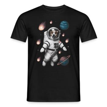 Abenteuer Weltraum Hund - Männer T-Shirt - Schwarz - Vorne - AI Model Male 178 light (178cm)