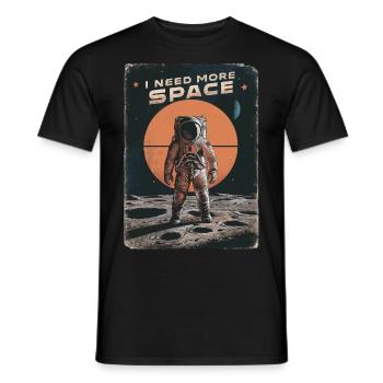 I Need More Space Astronaut Motif - Men's T-Shirt - black - Front - AI Model Male 178 light (178cm)