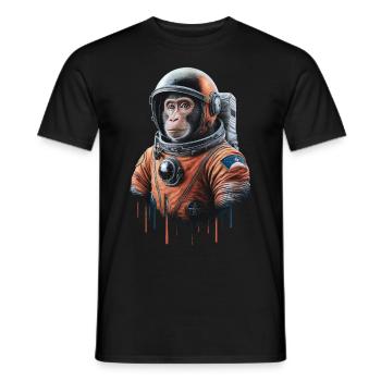 Space Adventure with a Monkey Astronaut - Men's T-Shirt - black - Front - AI Model Male 178 light (178cm)