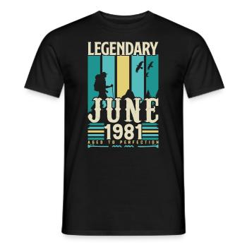 June 1981 Birthday Gift, Vintage June 1981. - Men's T-Shirt - black - Front - AI Model Male 178 light (178cm)