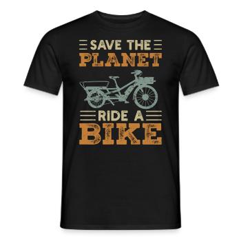 Save The Planet Vélo cargo Vélo cargo - T-shirt homme - noir - Devant - AI Model Male 178 light (178cm)