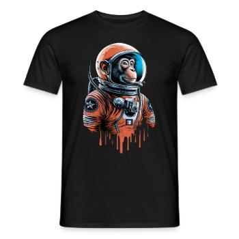 Weltraumaffe Erkundet Das Universum - Männer T-Shirt - Schwarz - Vorne - AI Model Male 178 light (178cm)