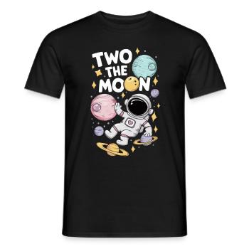 Zwei Zum Mond Weltraum Abenteuer - Männer T-Shirt - Schwarz - Vorne - AI Model Male 178 light (178cm)