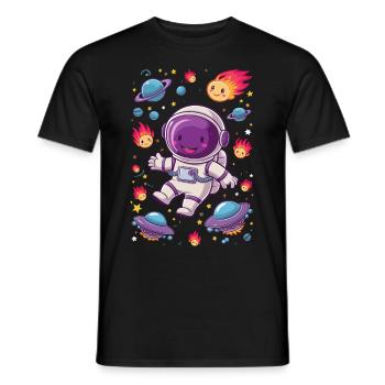 Aventure spatiale avec un astronaute drôle - T-shirt homme - noir - Devant - AI Model Male 178 light (178cm)