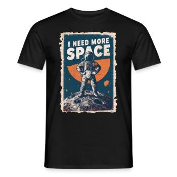 I Need More Space Astronaut Motif - Men's T-Shirt - black - Front - AI Model Male 178 light (178cm)