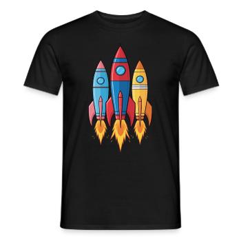 Space Rockets Adventure Flying High - Men's T-Shirt - black - Front - AI Model Male 178 light (178cm)