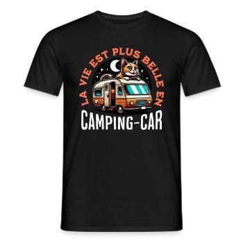 La Vie Est Plus Belle En Camping Car - T-shirt homme - noir - Devant - AI Model Male 178 light (178cm)