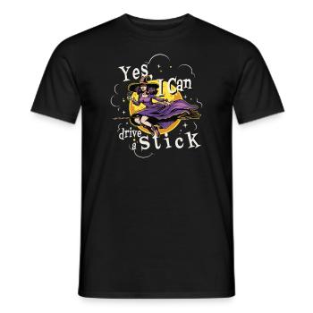 Yes, I Can Drive a Stick Witch Gothic lustig - Männer T-Shirt - Schwarz - Vorne - AI Model Male 178 light (178cm)