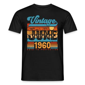 June 1960, Vintage Birthday Gift June 1960. - Men's T-Shirt - black - Front - AI Model Male 178 light (178cm)