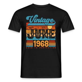 Juni 1968, Vintage-Geburtstagsgeschenk Juni 1968. - Männer T-Shirt - Schwarz - Vorne - AI Model Male 178 light (178cm)