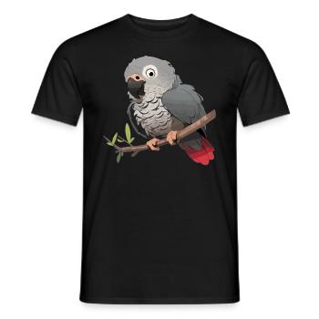 African grey parrots - Men's T-Shirt - black - Front - AI Model Male 178 light (178cm)