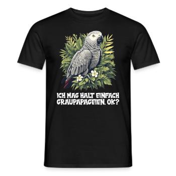 African grey parrots - Men's T-Shirt - black - Front - AI Model Male 178 light (178cm)