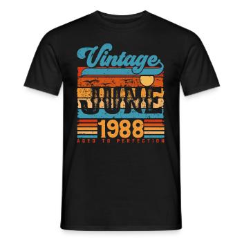 Juni 1988, Vintage Jubiläumsgeschenk Juni 1988. - Männer T-Shirt - Schwarz - Vorne - AI Model Male 178 light (178cm)