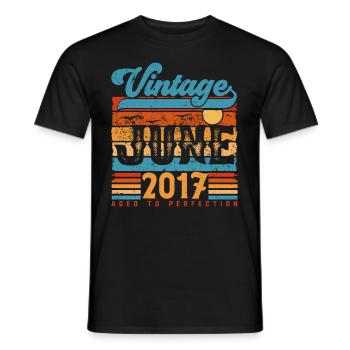 June 2017, Vintage Anniversary Gift June 2017. - Men's T-Shirt - black - Front - AI Model Male 178 light (178cm)