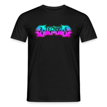 Hardcore-Rave, Raver, EDM, DJ, House-Music, Heartbeat - Men's T-Shirt - black - Front - AI Model Male 178 light (178cm)