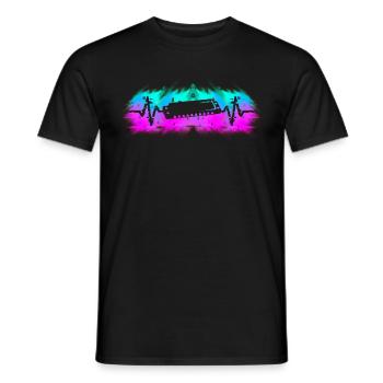 Harmonica player musician heartbeat - Men's T-Shirt - black - Front - AI Model Male 178 light (178cm)