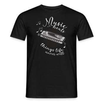 Harmonica Player Musician Harmonica - Men's T-Shirt - black - Front - AI Model Male 178 light (178cm)