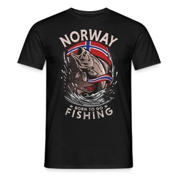 NORWAY - born to go - FISHING - Männer T-Shirt - Schwarz - Vorne - AI Model Male 178 light (178cm)