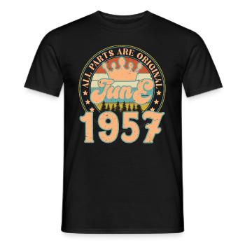 Juni 1957. Juni 1957 Geburtstagsgeschenk. Juni - Männer T-Shirt - Schwarz - Vorne - AI Model Male 178 light (178cm)