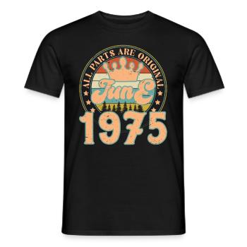 June 1975. June 1975 Birthday Gift. June - Men's T-Shirt - black - Front - AI Model Male 178 light (178cm)