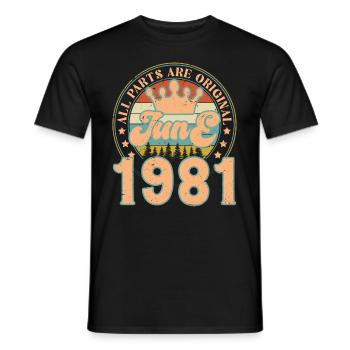 June 1981. June 1981 Birthday Gift. June - Men's T-Shirt - black - Front - AI Model Male 178 light (178cm)