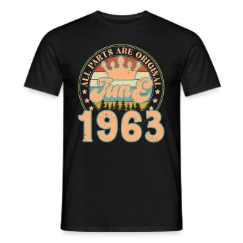 June 1963. June 1963 Birthday Gift. June - Men's T-Shirt - black - Front - AI Model Male 178 light (178cm)
