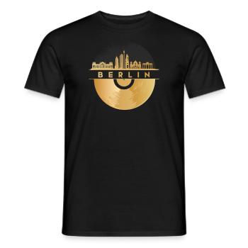 Disque Vinyle Disco Musique Skyline-Berlin - T-shirt homme - noir - Devant - AI Model Male 178 light (178cm)