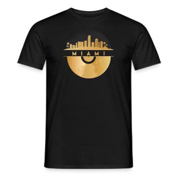 Vinyl-Schallplatte Disco-Musik Skyline-MIAMI - Männer T-Shirt - Schwarz - Vorne - AI Model Male 178 light (178cm)
