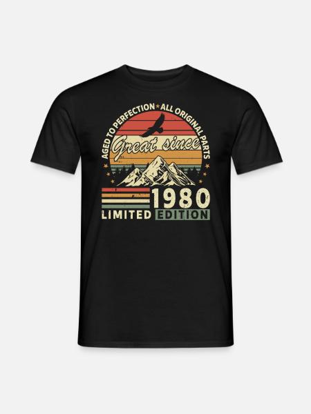 44 Jahre großartig seit 1980 limitierte Auflage - Männer T-Shirt - Schwarz