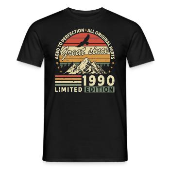 34 Years great since 1990 limited edition - T-shirt homme - noir - Devant - AI Model Male 178 light (178cm)
