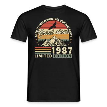 37 Years great since 1987 limited edition - T-shirt homme - noir - Devant - AI Model Male 178 light (178cm)