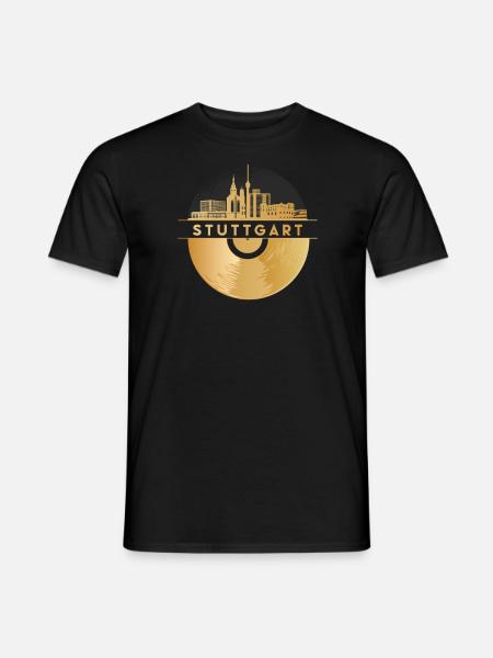 Disque Vinyle Disco Music Skyline-Stuttgart - T-shirt homme - noir