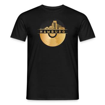 Vinyl-Schallplatte - Skyline-Hamburg - Männer T-Shirt - Schwarz - Vorne - AI Model Male 178 light (178cm)
