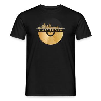 Disque vinyle - Skyline-Pays-Bas-Amsterdam - T-shirt homme - noir - Devant - AI Model Male 178 light (178cm)