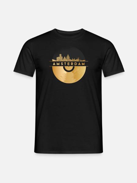 Disque vinyle - Skyline-Pays-Bas-Amsterdam - T-shirt homme - noir