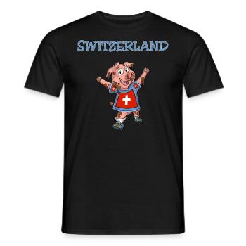 Switzerland Piggy Fans - Men's T-Shirt - black - Front - AI Model Male 178 light (178cm)