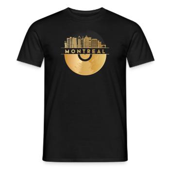 Disque vinyle Musique Skyline-Canada-Montréal - T-shirt homme - noir - Devant - AI Model Male 178 light (178cm)