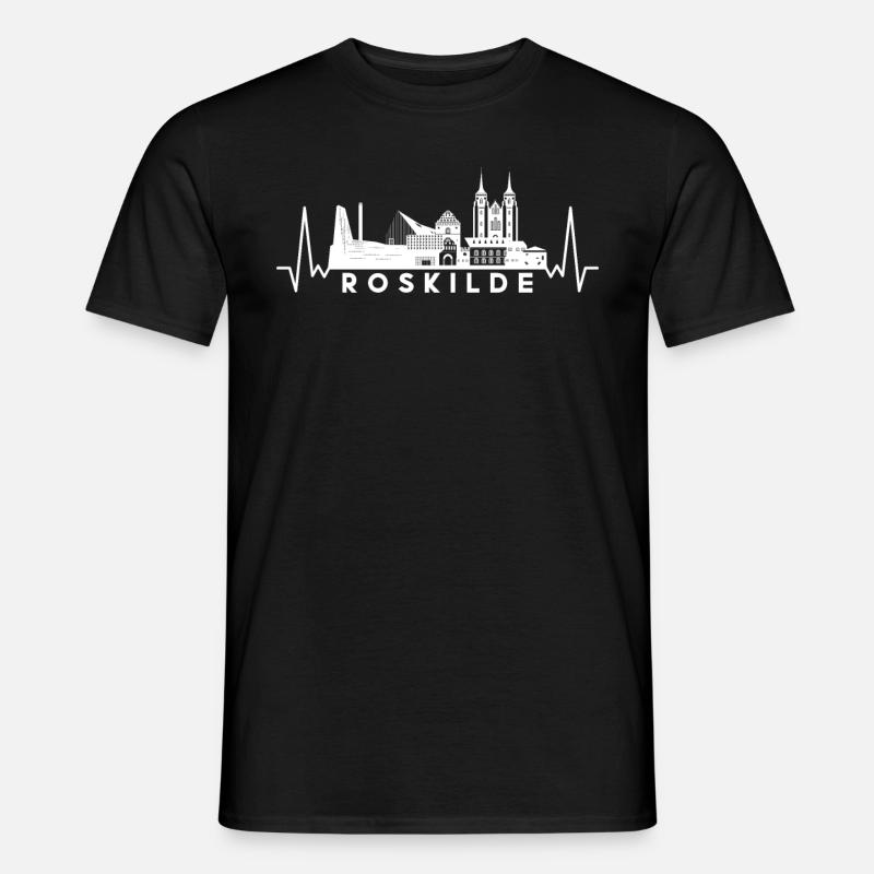 Herzschlag Skyline Dänemark-Roskilde - Männer T-Shirt - Schwarz