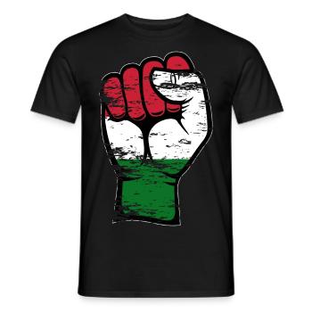 Ungarn Flagge Faust Hand used - Männer T-Shirt - Schwarz - Vorne - AI Model Male 178 light (178cm)