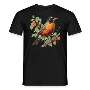Robin Rotkehlchen - Männer T-Shirt - Schwarz - Vorne - AI Model Male 178 light (178cm)