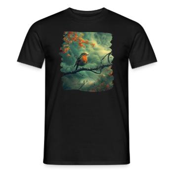 Robin Rotkehlchen - Männer T-Shirt - Schwarz - Vorne - AI Model Male 178 light (178cm)