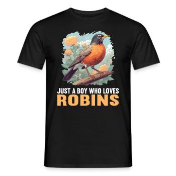 Robin Rotkehlchen - Männer T-Shirt - Schwarz - Vorne - AI Model Male 178 light (178cm)