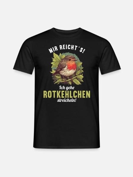 Robin Rotkehlchen - Männer T-Shirt - Schwarz