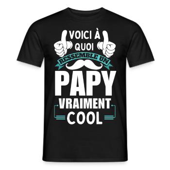T-shirt Papy vraiment Cool - T-shirt homme - noir - Devant - AI Model Male 178 light (178cm)