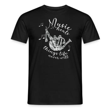 Son de cornemuse écossaise - T-shirt homme - noir - Devant - AI Model Male 178 light (178cm)