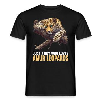 Amur Leopard Amurleoparden Amurleopard - Men's T-Shirt - black - Front - AI Model Male 178 light (178cm)