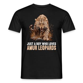 Amur Leopard Amurleoparden Amurleopard - Men's T-Shirt - black - Front - AI Model Male 178 light (178cm)