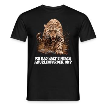 Amur Leopard Amurleoparden Amurleopard - Men's T-Shirt - black - Front - AI Model Male 178 light (178cm)