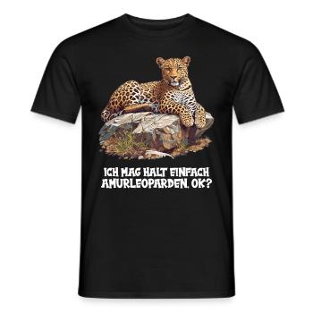 Amur Leopard Amurleoparden Amurleopard - Men's T-Shirt - black - Front - AI Model Male 178 light (178cm)