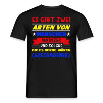 Mainz Wiesbaden Spruch - Männer T-Shirt - Schwarz - Vorne - AI Model Male 178 light (178cm)